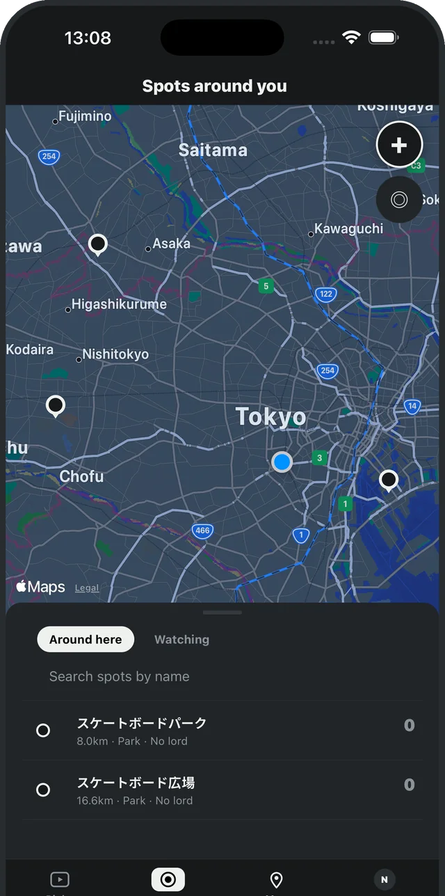 Map and list of skate spots near you